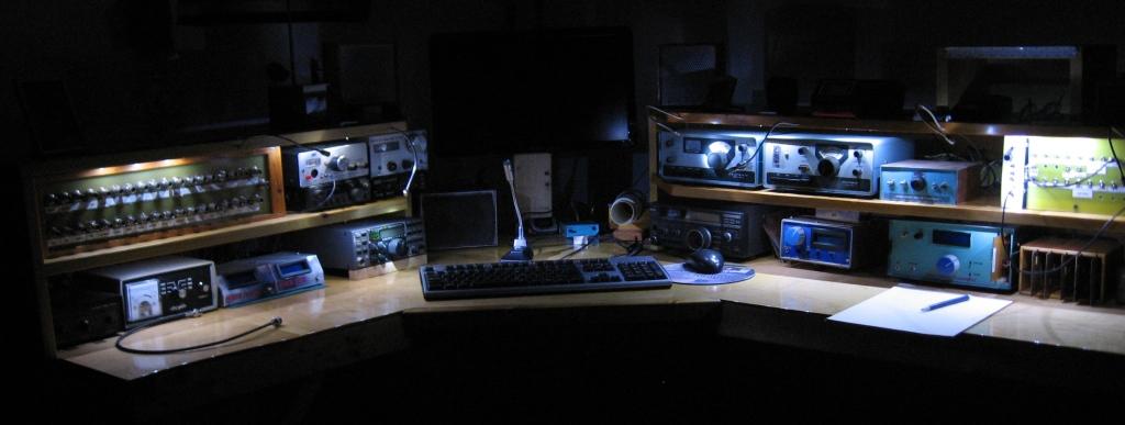 The Lazure Amateur Radio Console lit solely with my homebrew LED lights